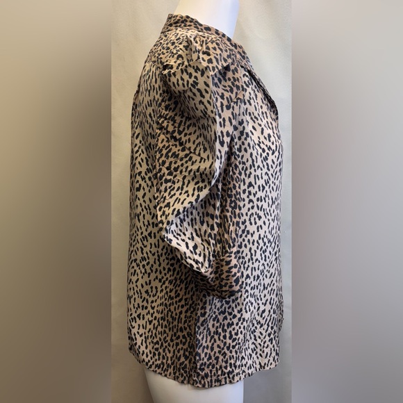 Frame Gillian Leopard-Print Silk Chiffon Blouse Size Medium (6-8) - Picture 7 of 16